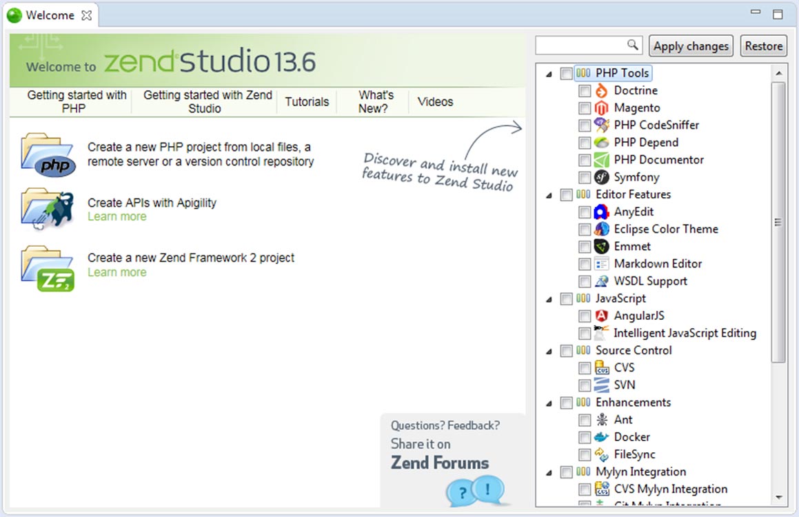 Zend Studio 13.6 screenshot.