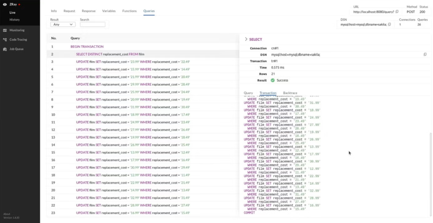 Z-Ray queries screenshot.