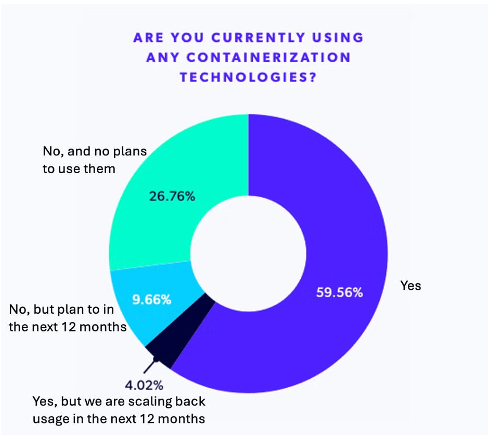 A pie chart showing PHP containerization usage in 2025
