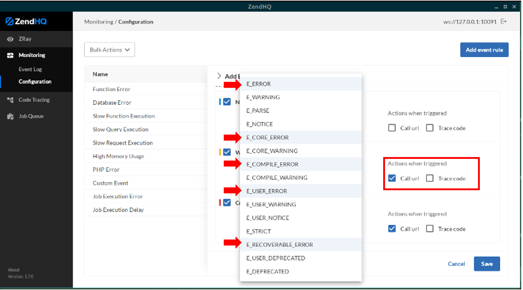 The ZendHQ monitoring dashboard