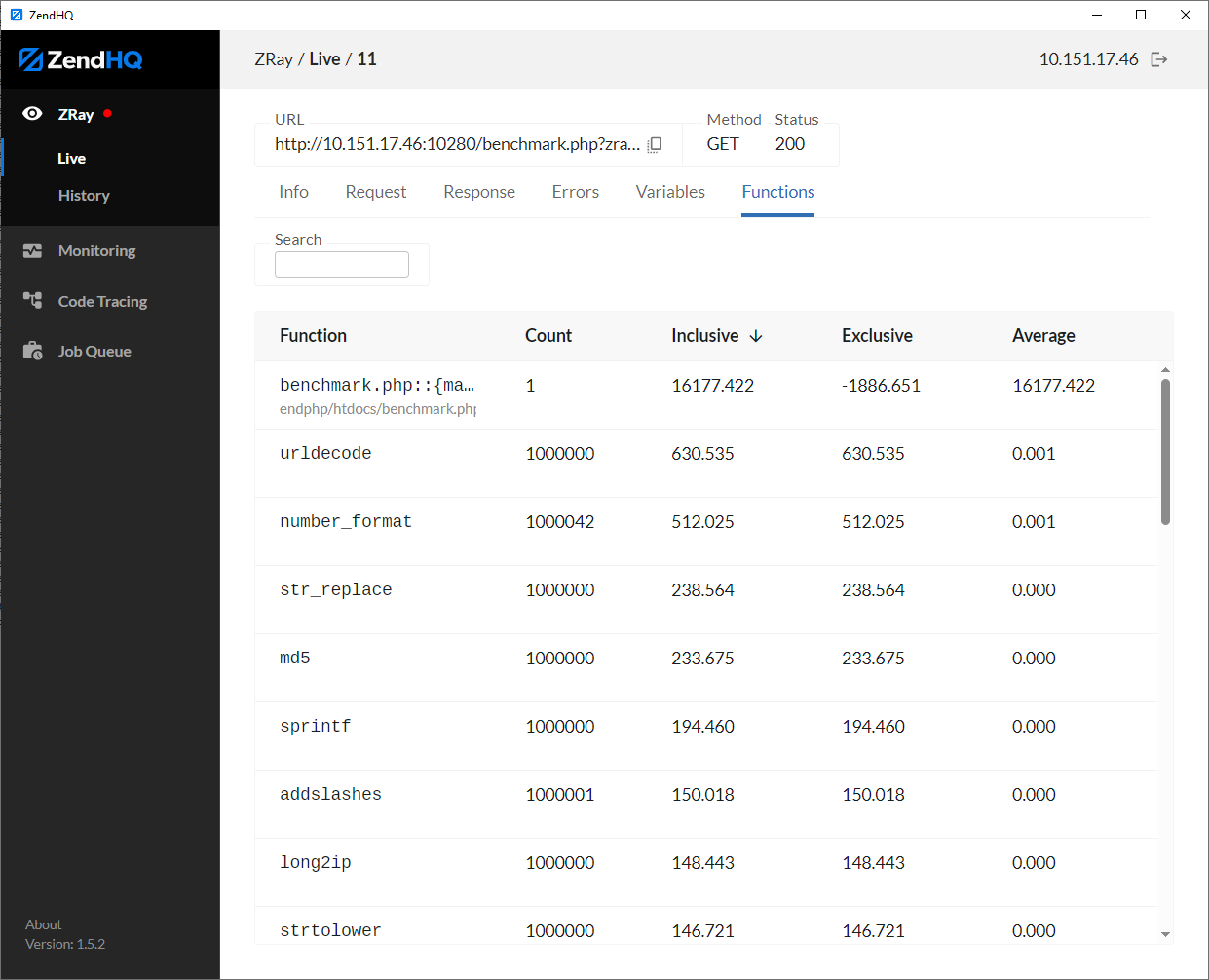 screenshot of jobqueue in zendhq on ibmi